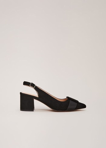 Phase Eight Suede Buckle Block Heels Black Canada | JRVABD-870